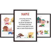 Personalised Nursery Rhyme Pictures - 3 Little Pigs Print Set