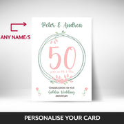 What can be personalised on this 50th anniversary card