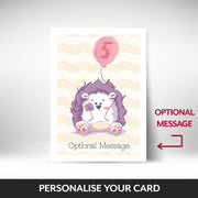 What can be personalised on this 5th birthday cards for granddaughter