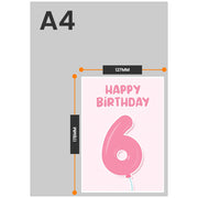 The size of this 6th birthday card granddaughter is 7 x 5" when folded