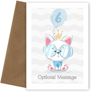 Cat 6th Birthday Card for Girls