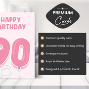 Main features of this 90th birthday card female