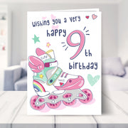 9th birthday card shown in a living room