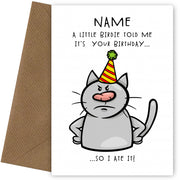 Personalised A Little Birdie Birthday Card