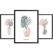 Abstract Flower Print Set - Vase Line Art Pictures