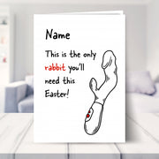 rude easter card shown in a living room