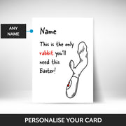 What can be personalised on this easter card for adults