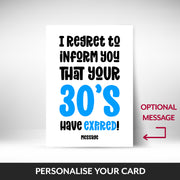 What can be personalised on this funny birthday cards