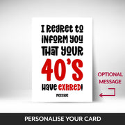 Age Expired Birthday Card 40s - Red