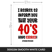 Age Expired Birthday Card 40s - Red