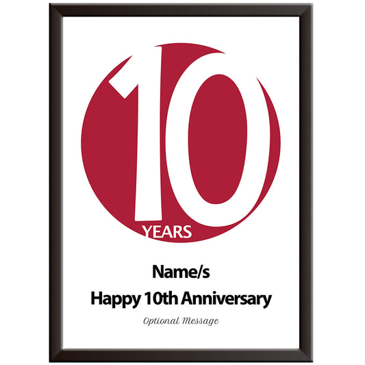 Personalised Circle 10th Wedding Anniversary Print (Tin)