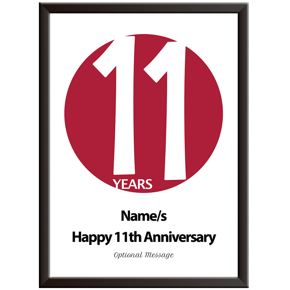 Personalised Circle 11th Wedding Anniversary Print