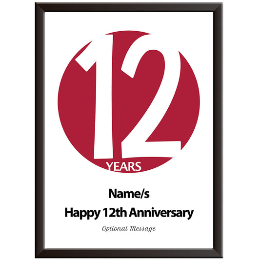 Personalised Circle 12th Wedding Anniversary Print (Silk and fine linen)