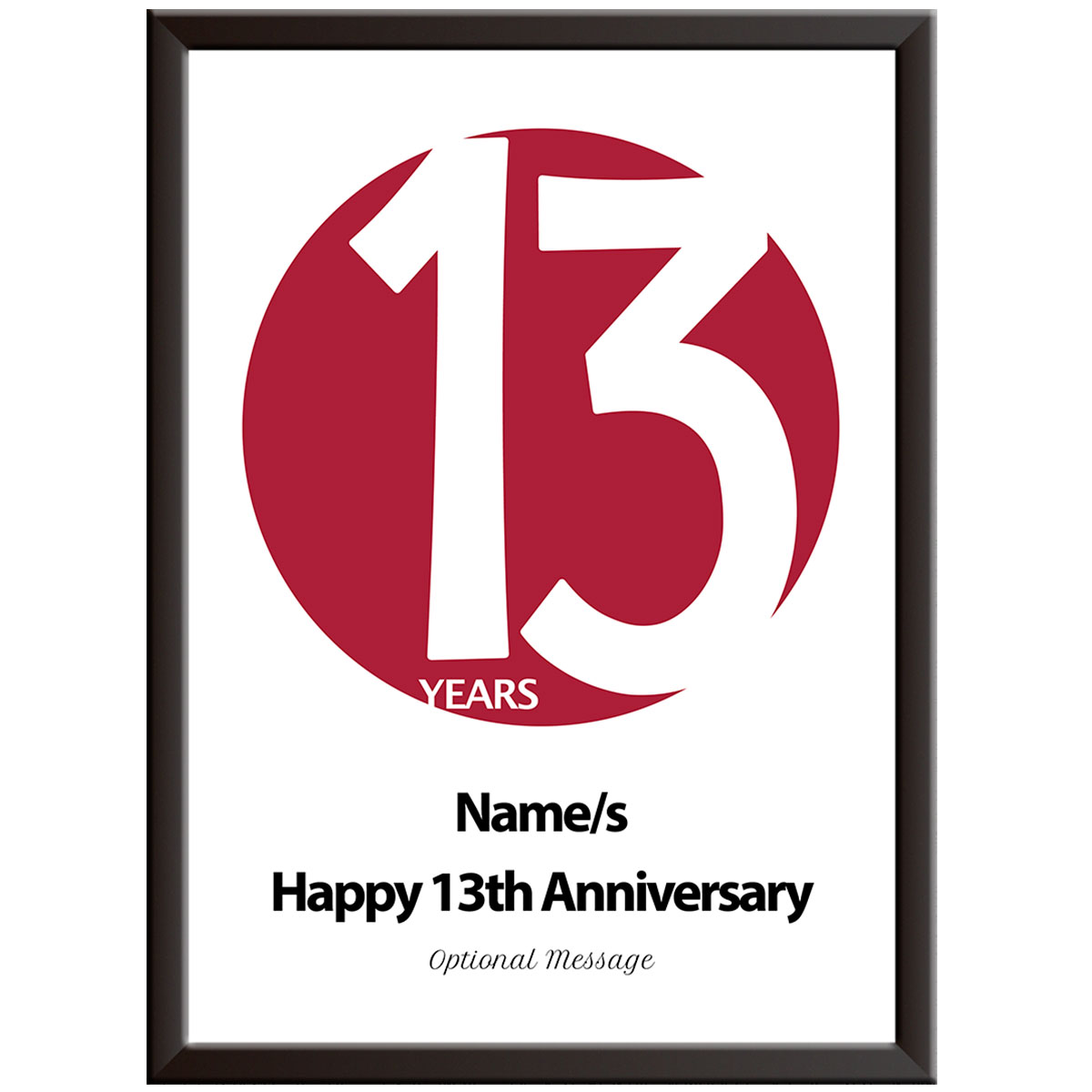 Personalised Circle 13th Wedding Anniversary Print