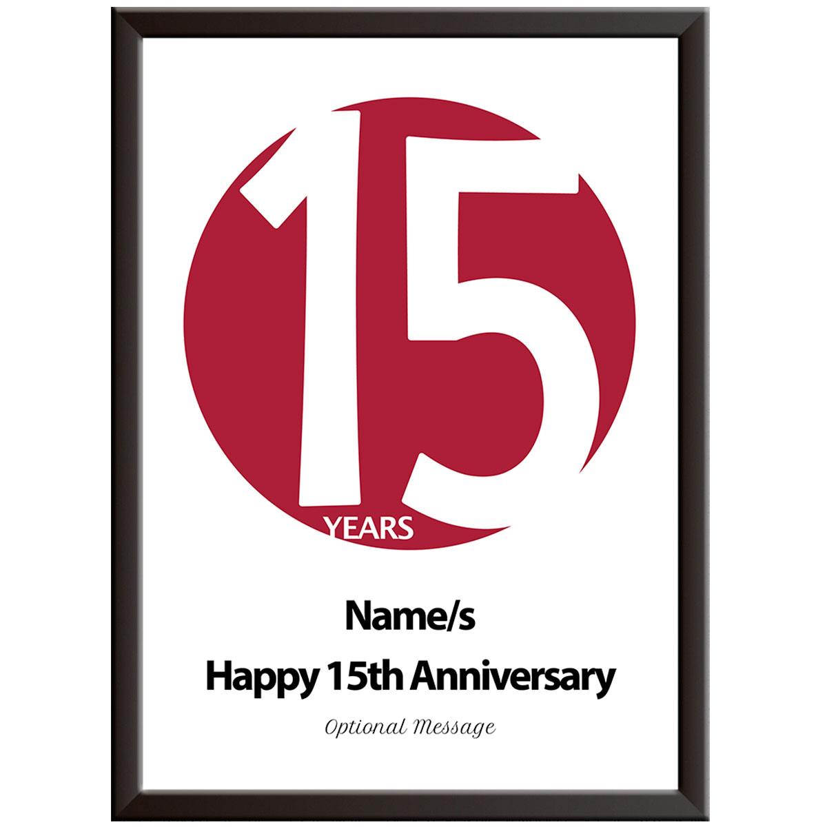 Personalised Circle 15th Wedding Anniversary Print (Crystal)