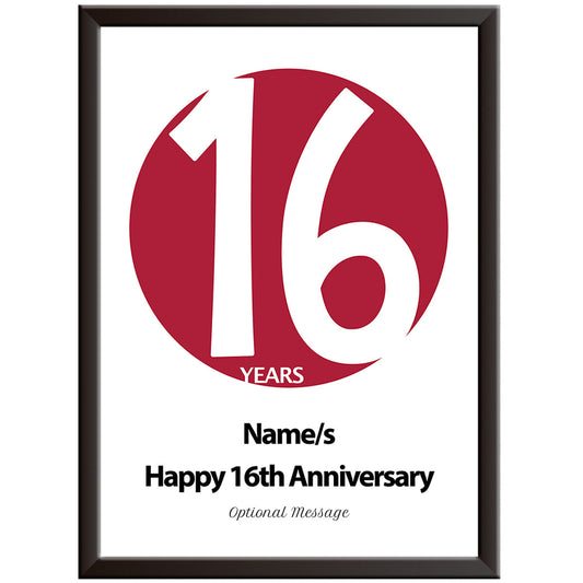 Personalised Circle 16th Wedding Anniversary Print