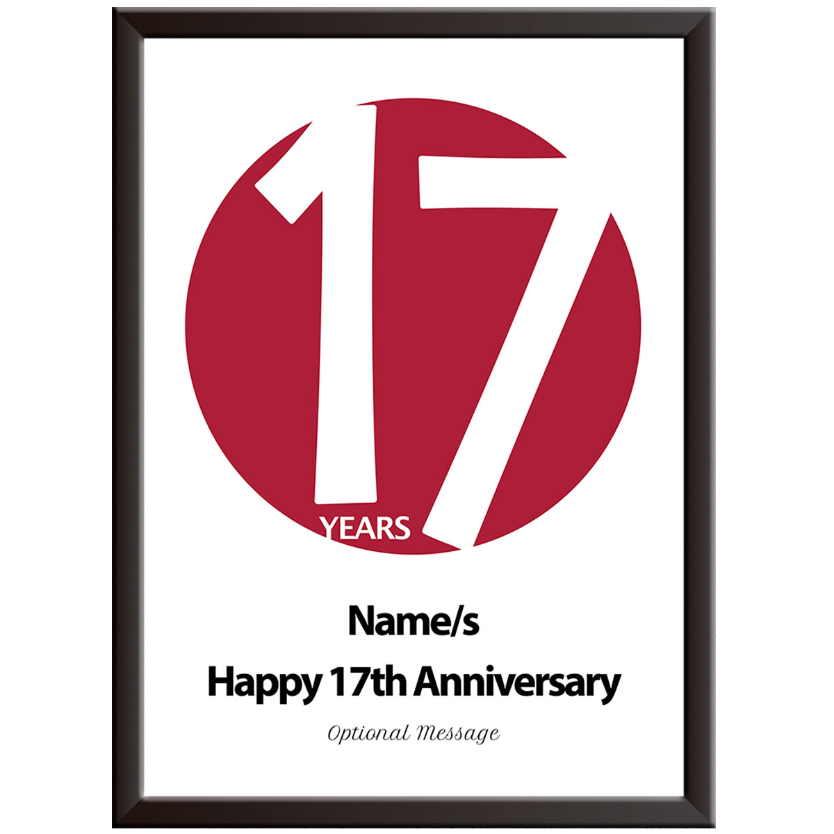 Personalised Circle 17th Wedding Anniversary Print