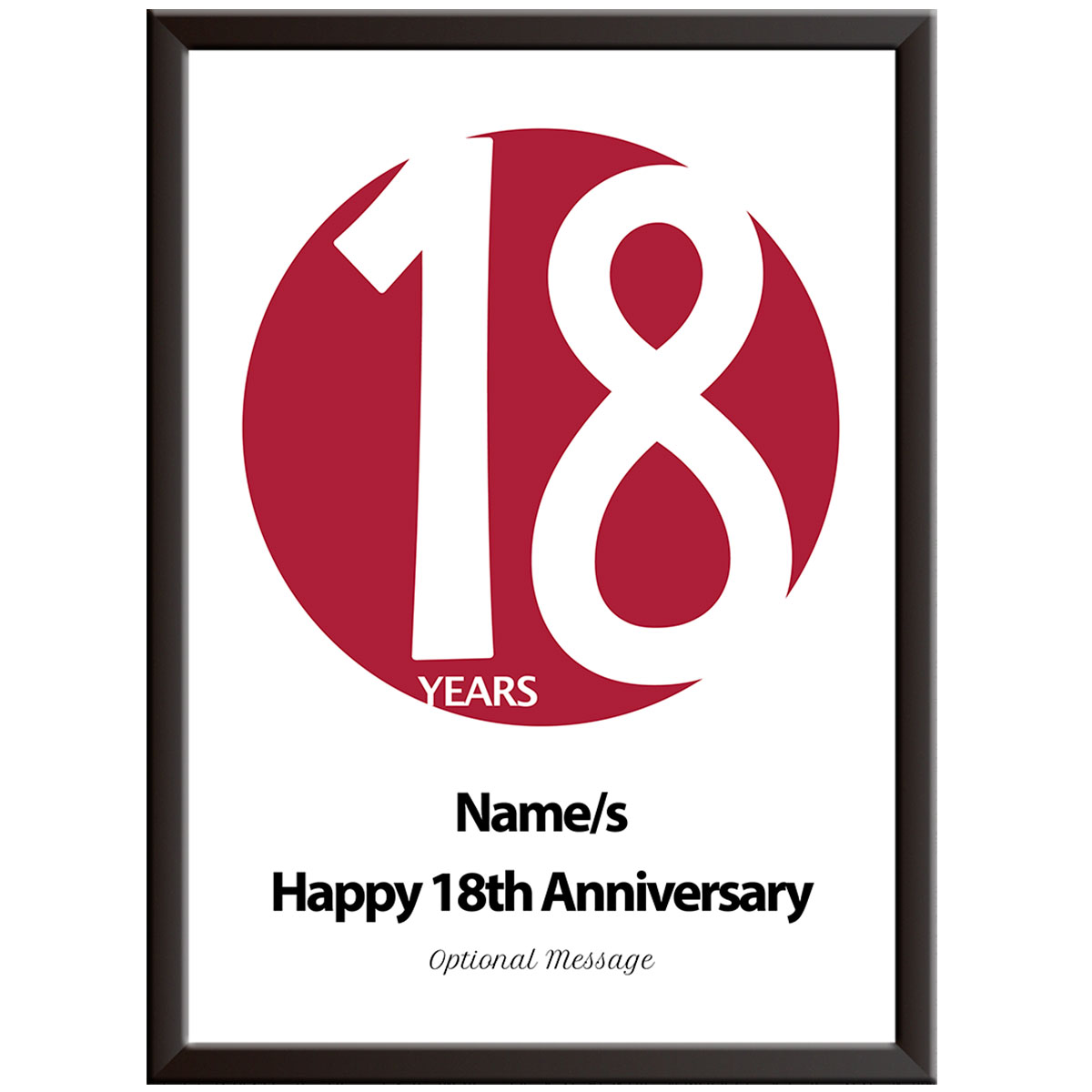 Personalised Circle 18th Wedding Anniversary Print