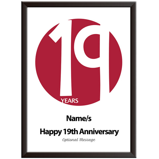 Personalised Circle 19th Wedding Anniversary Print