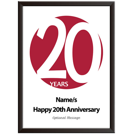 Personalised Circle 20th Wedding Anniversary Print (China)