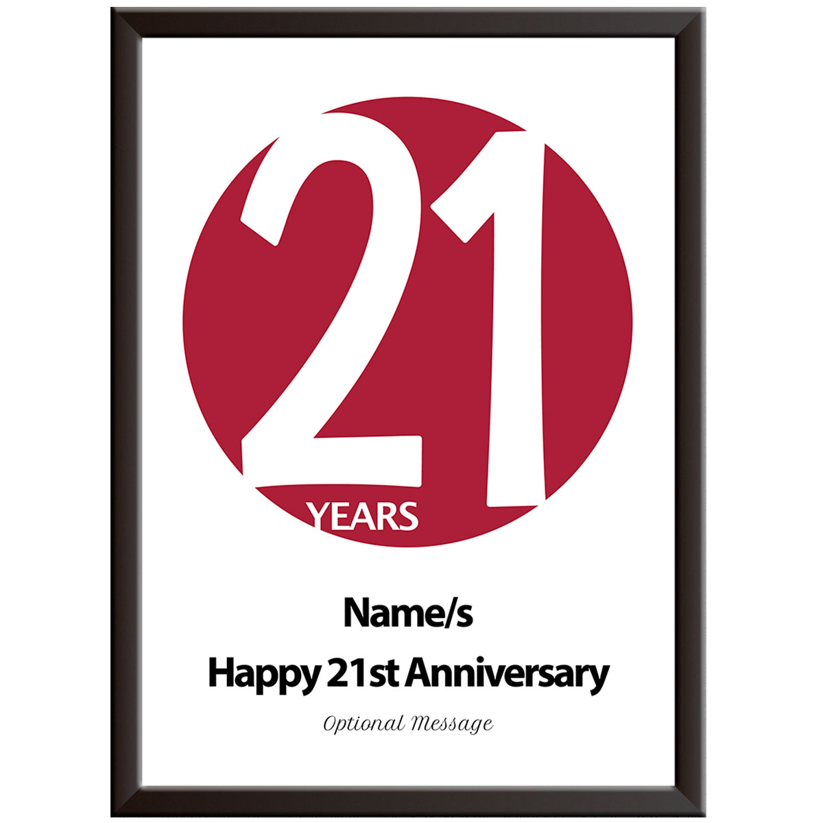 Personalised Circle 21st Wedding Anniversary Print