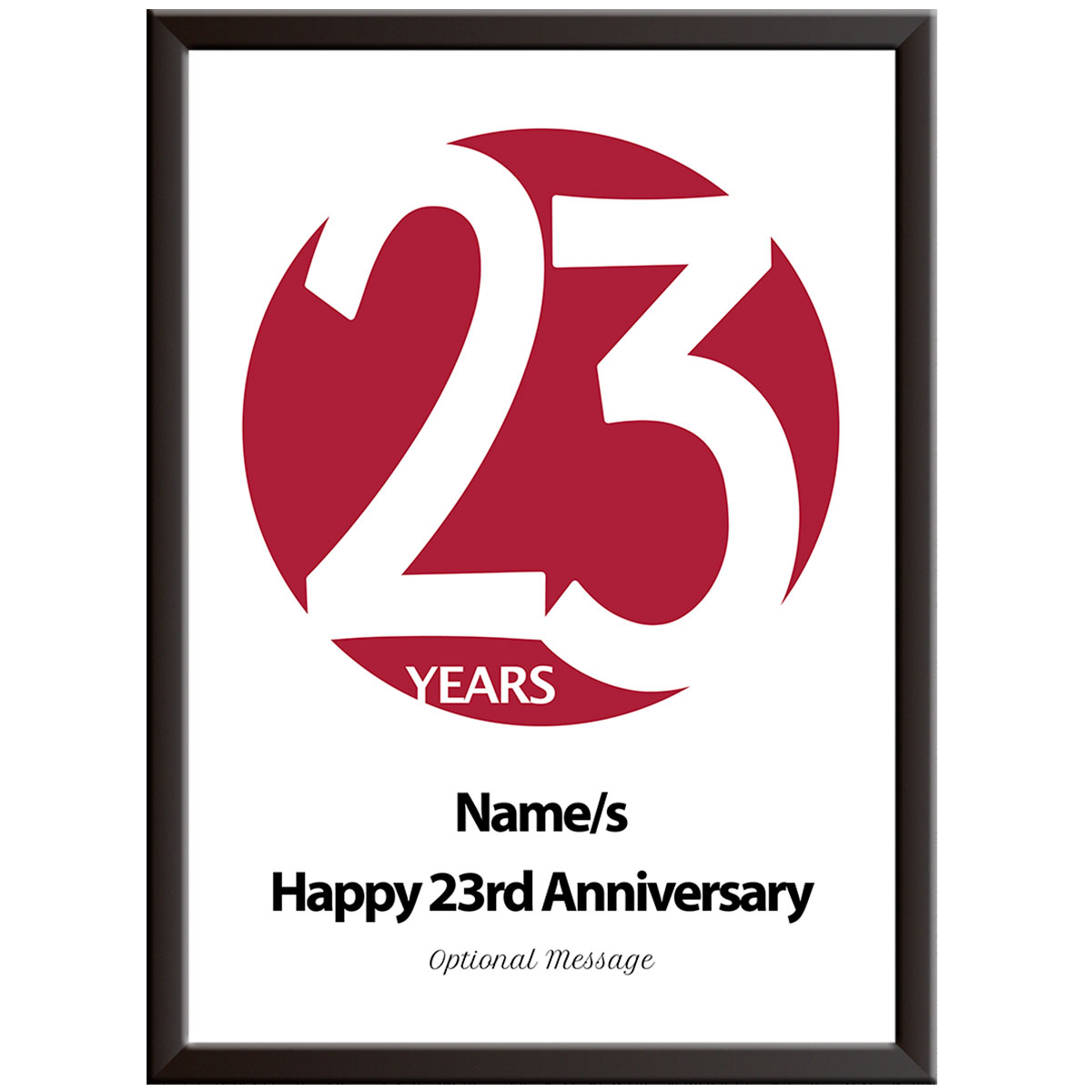 Personalised Circle 23rd Wedding Anniversary Print