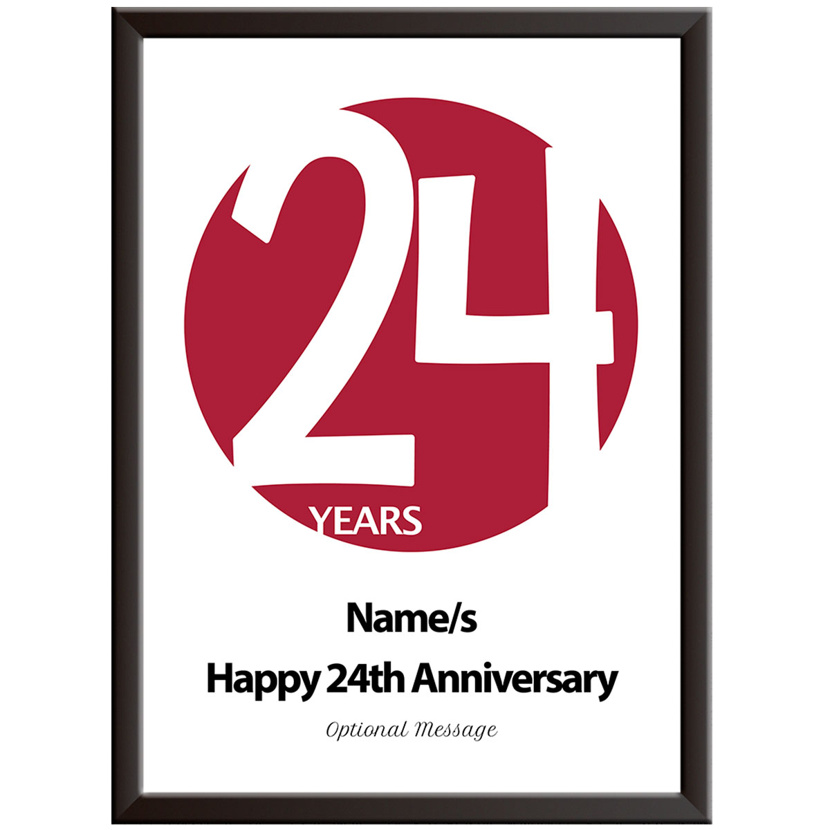 Personalised Circle 24th Wedding Anniversary Print