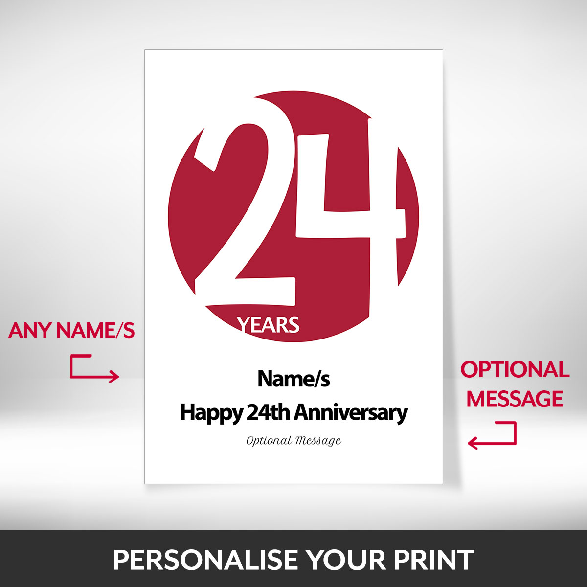 What can be personalised on this 24th anniversary gifts for her