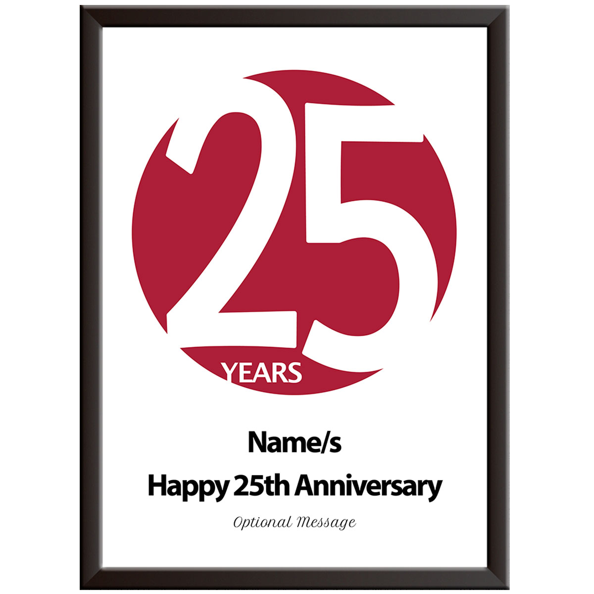 Personalised Circle 25th Wedding Anniversary Print (Silver)