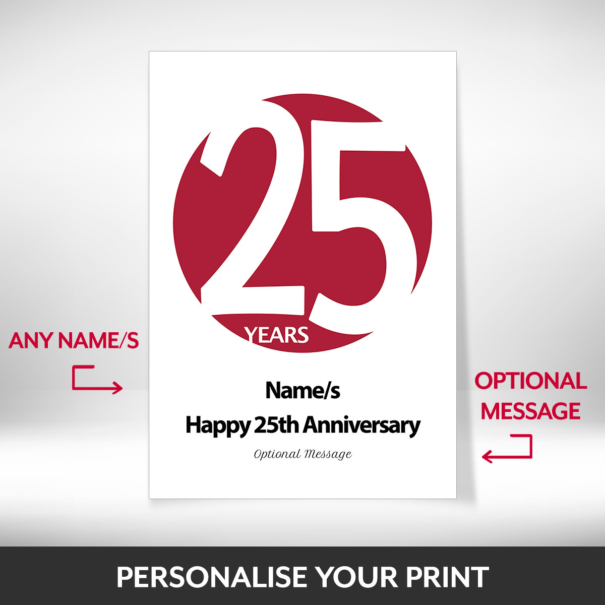 What can be personalised on this 25th anniversary gifts for her