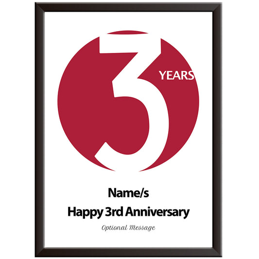 Personalised Circle 3rd Wedding Anniversary Print (Leather)