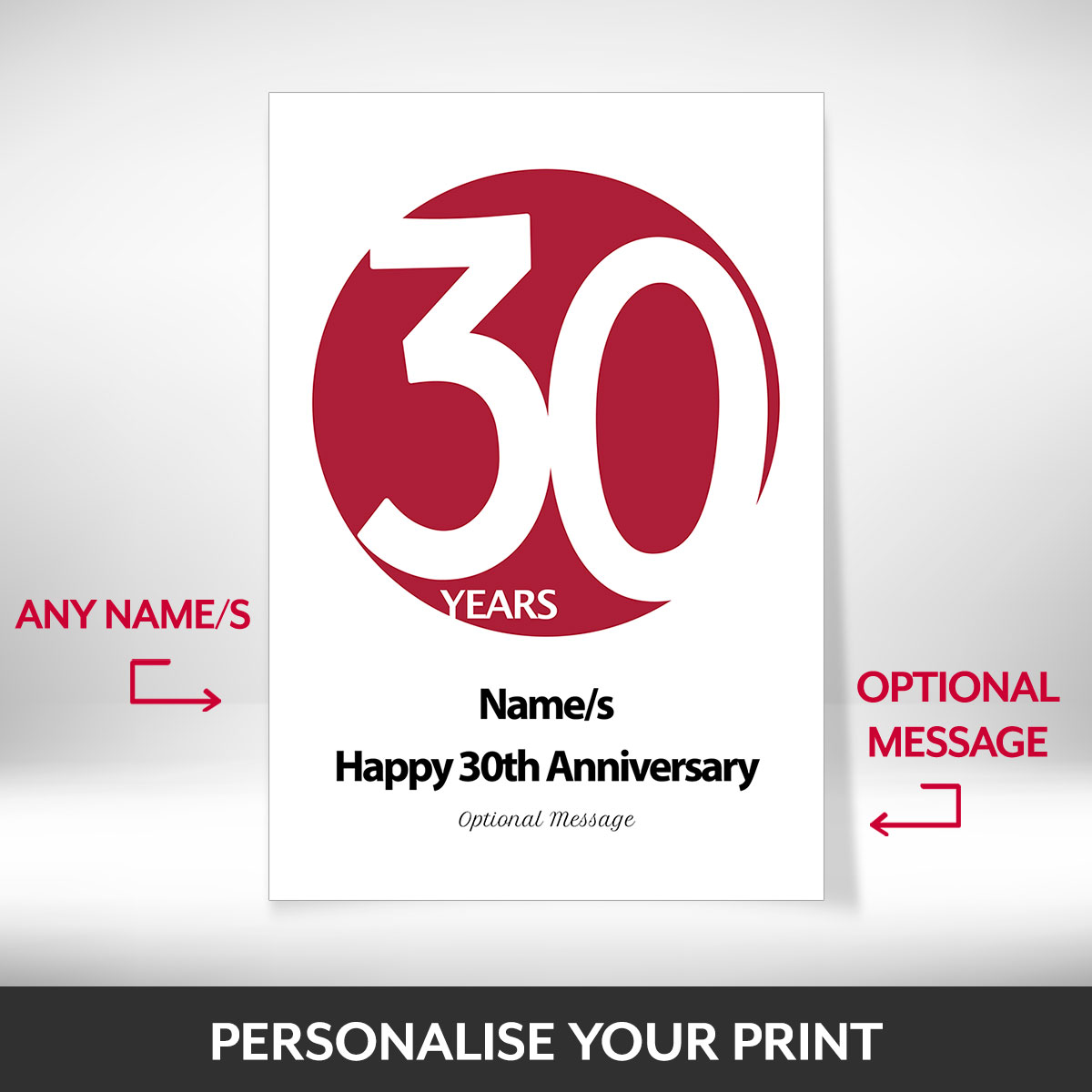 What can be personalised on this 30th anniversary gift