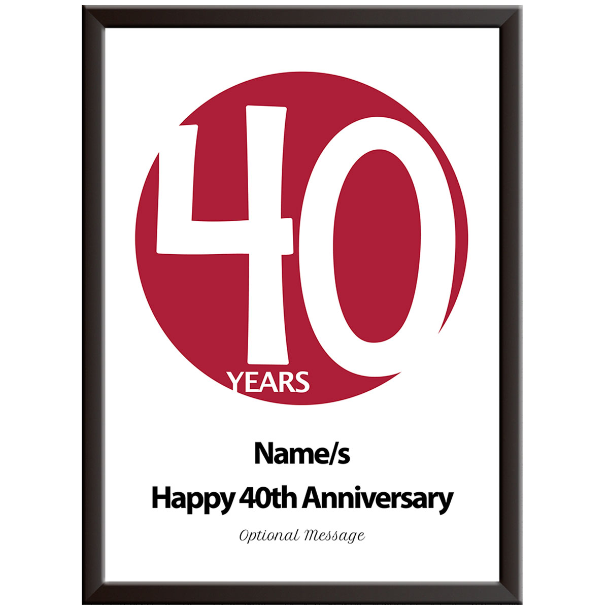 Personalised Circle 40th Wedding Anniversary Print (Ruby)