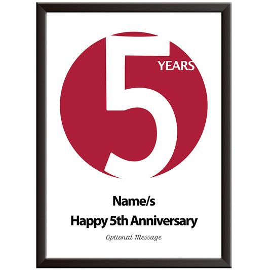 Personalised Circle 5th Wedding Anniversary Print (Wood)