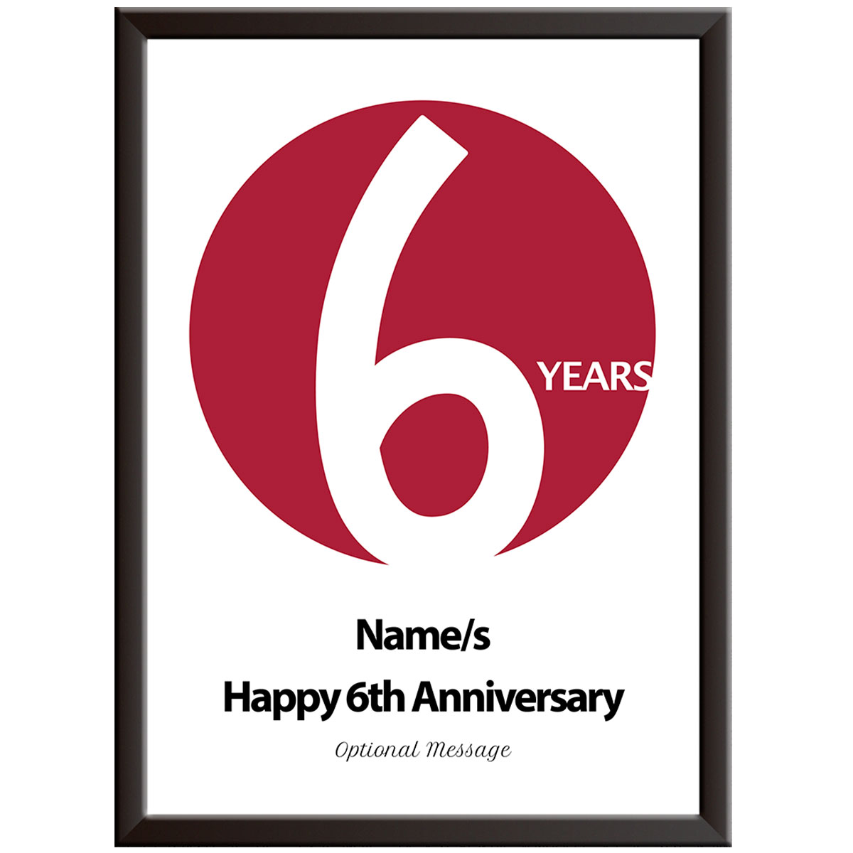 Personalised Circle 6th Wedding Anniversary Print (Sugar)