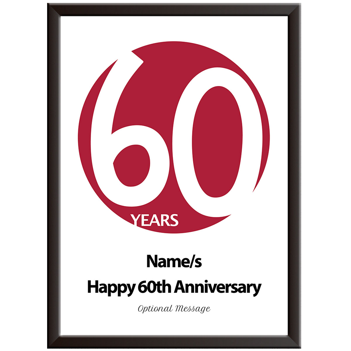 Personalised Circle 60th Wedding Anniversary Print (Diamond)