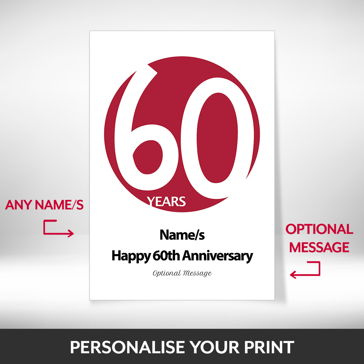 What can be personalised on this 60th anniversary gift