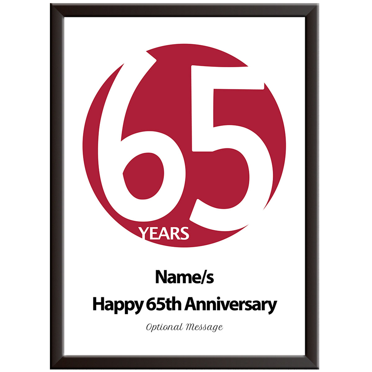 Personalised Circle 65th Wedding Anniversary Print