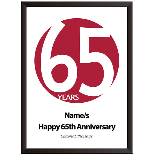 Personalised Circle 65th Wedding Anniversary Print