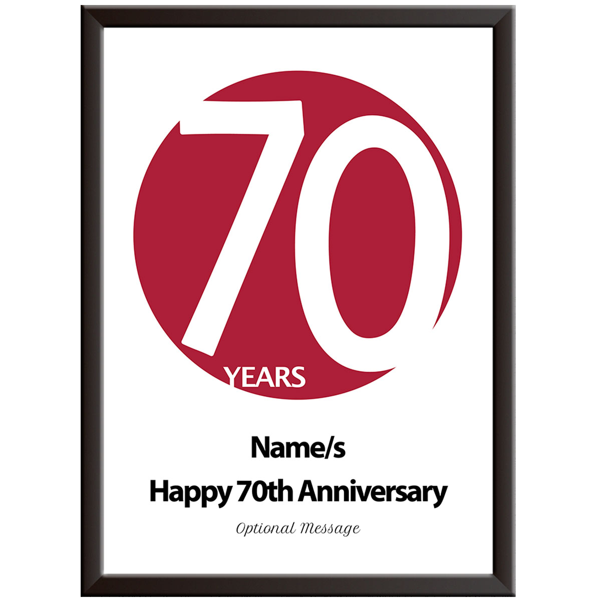 Personalised Circle 70th Wedding Anniversary Print (Platinum)