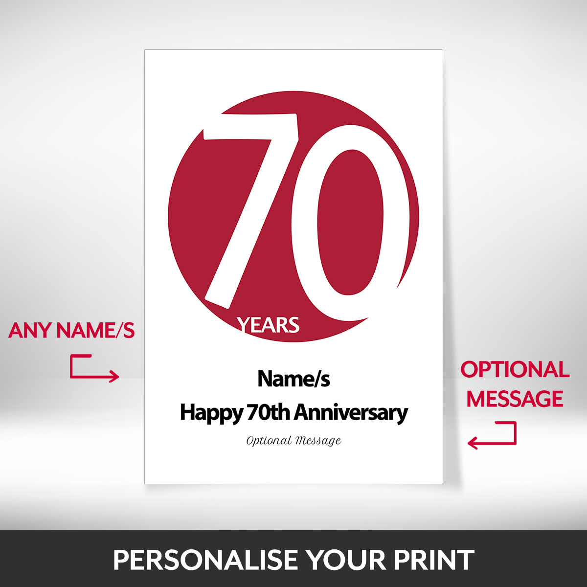 What can be personalised on this 70th anniversary gifts for her