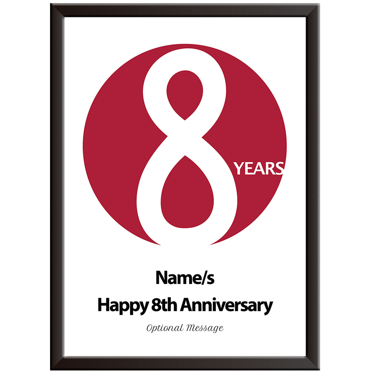 Personalised Circle 8th Wedding Anniversary Print (Bronze)