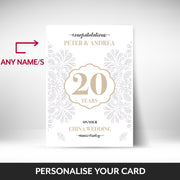 What can be personalised on this 20th anniversary card