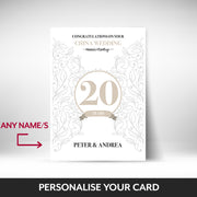 What can be personalised on this 20th anniversary card