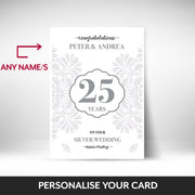 What can be personalised on this 25th anniversary card