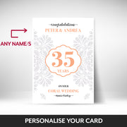 What can be personalised on this 35th anniversary card