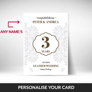 What can be personalised on this 3rd anniversary card