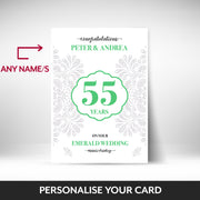 What can be personalised on this 55th anniversary card
