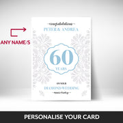 What can be personalised on this diamond wedding anniversary card