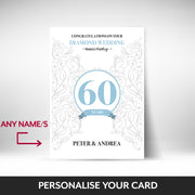 What can be personalised on this 60th anniversary card